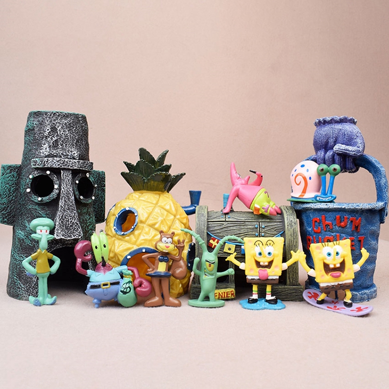 Mô Hình Nhân Vật Phim Hoạt Hình Spongebob Bằng Nhựa Dùng Để Trang Trí Bể Cá