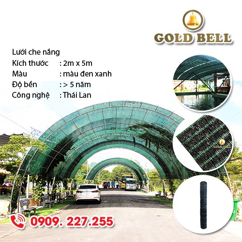 Lưới che nắng Goldbell (Chuông Vàng) dạng tấm - khổ 2m x 5m - màu đen