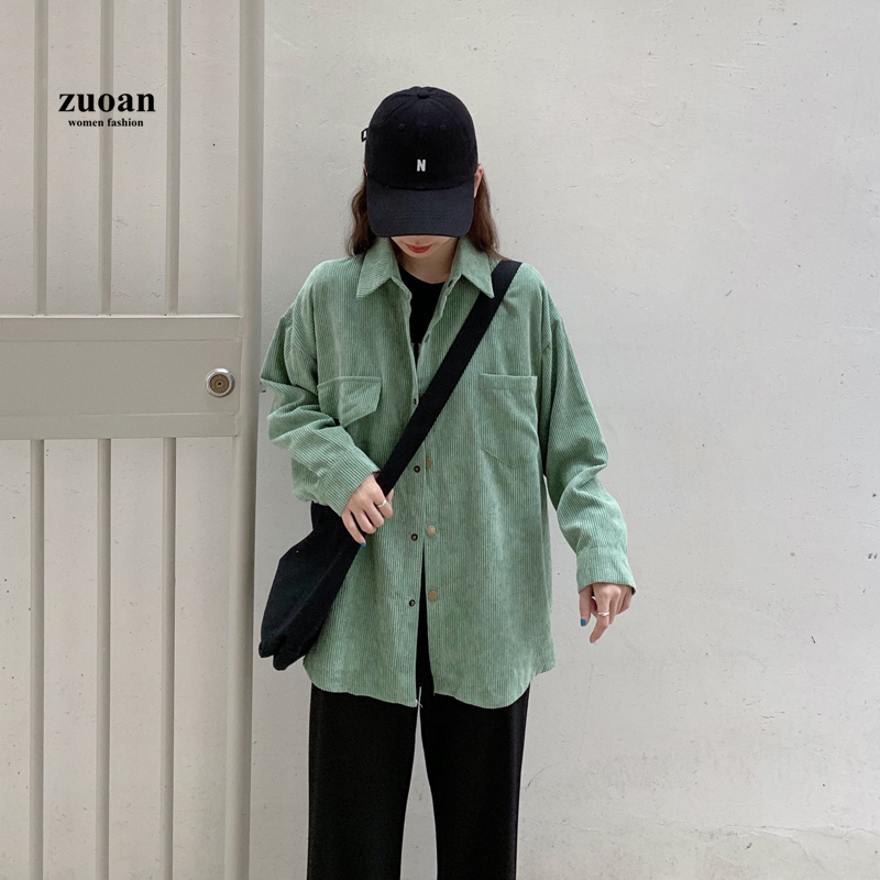 SUXI Áo sơ mi dáng rộng tay dài phong cách Hàn Quốc dành cho nữ