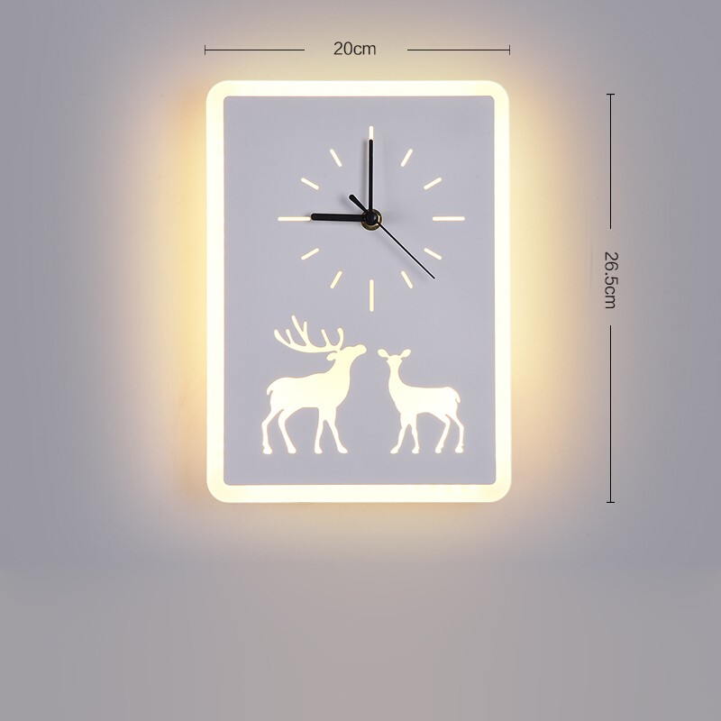 Đèn LED đồng hồ MONSKY DEER hiện đại gắn tường trang trí nội thất sang trọng