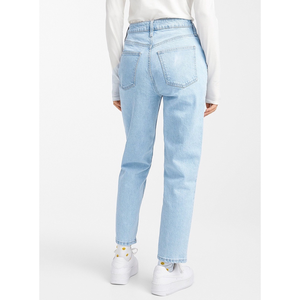 Quần Mom Jeans Nữ Lưng Cao Màu Xanh Sáng M-01