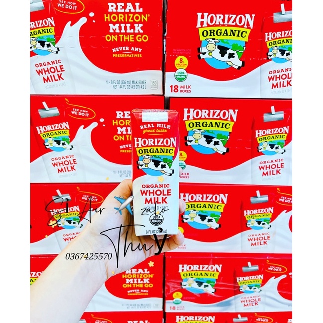 (Air ✈️ date 11/2022) Sữa nước nguyên kem horizon organic hộp 236ml