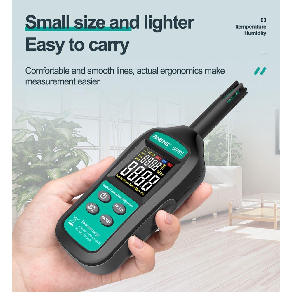 Nhiệt Kế Điện Tử Đo Độ Ẩm Không Khí ANENG GN401