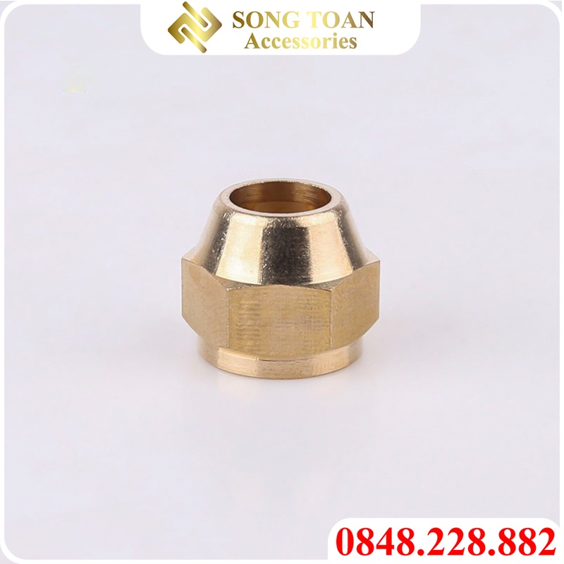 5 Cái - Nón Rắc Co Nối Ống Nhựa & Đồng - Bằng Cách Dùng Nón Xiết Hạt Bắp & Nhẫn - Ren Mịn Brass Compression Fitting