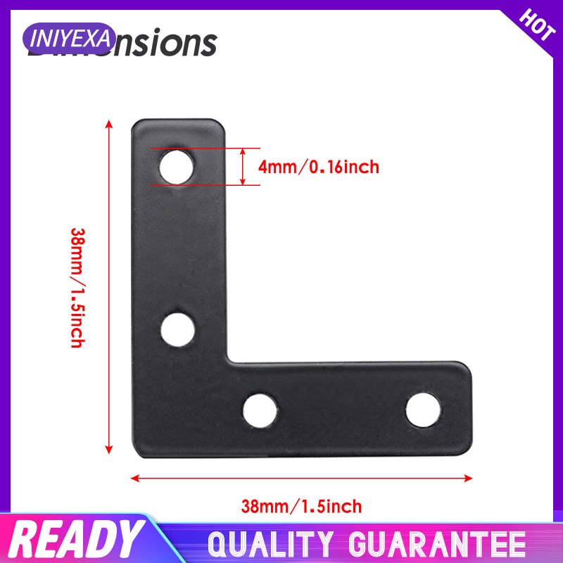 Durable 100 Pcs Black Angle Plate Corner Brace Flat L Shape Repair Bracket 38 x 38mm