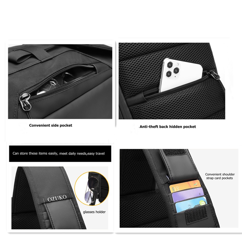 Túi đeo chéo OZUKO phong cách Hàn Quốc nhiều ngăn đa năng cho nam | BigBuy360 - bigbuy360.vn