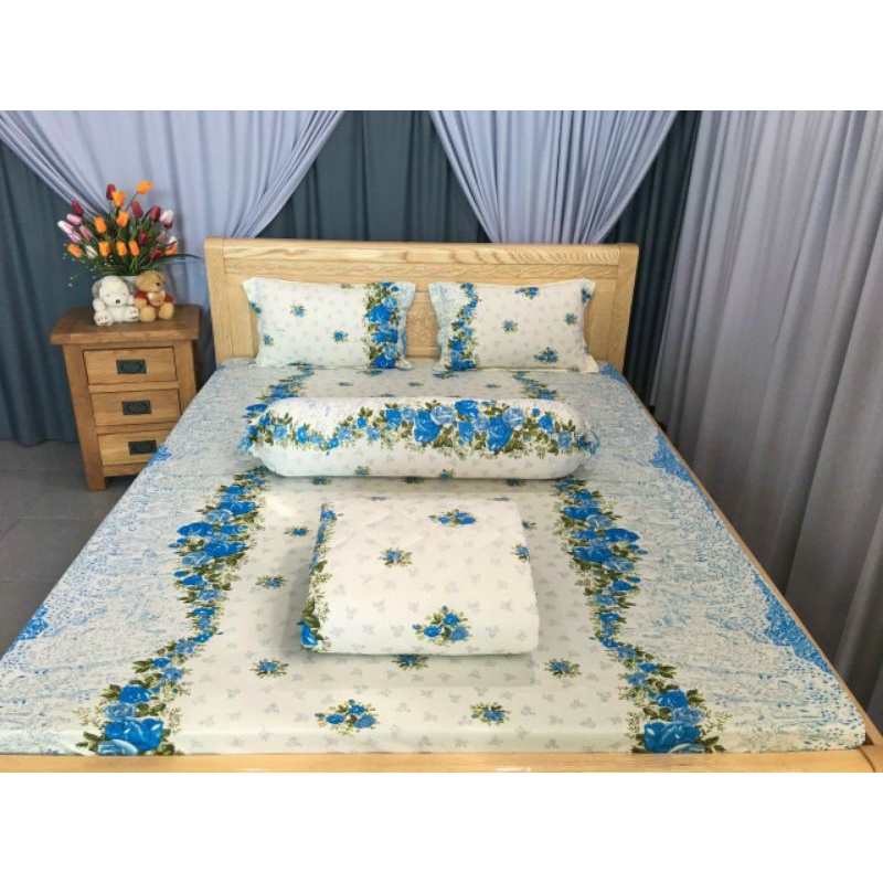 [Xả Kho] Bộ ga gối thun lạnh 4 món(ga+2 gối nằm+ôm) 1m8x2m