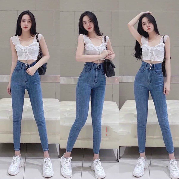 10 MẪU Quần Jean Lưng Cao Hàn Quốc bao đẹp y hình thời trang R.I.U STORE nhất 2022, chất lượng