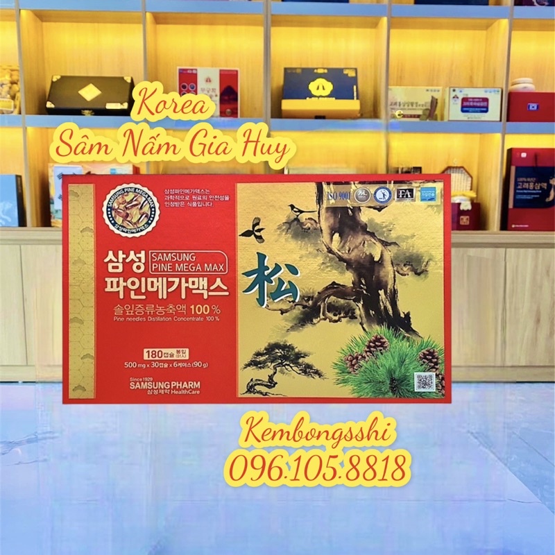 Tinh dầu thông đỏ samsung pharm Hàn Quốc, Hộp 180 viên x 500mg