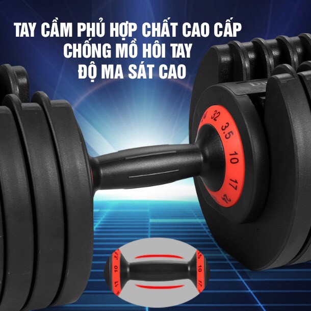 Tạ tay đa năng JOBUR MOV-IT cao cấp, điều chỉnh khóa số từ 3-25kg