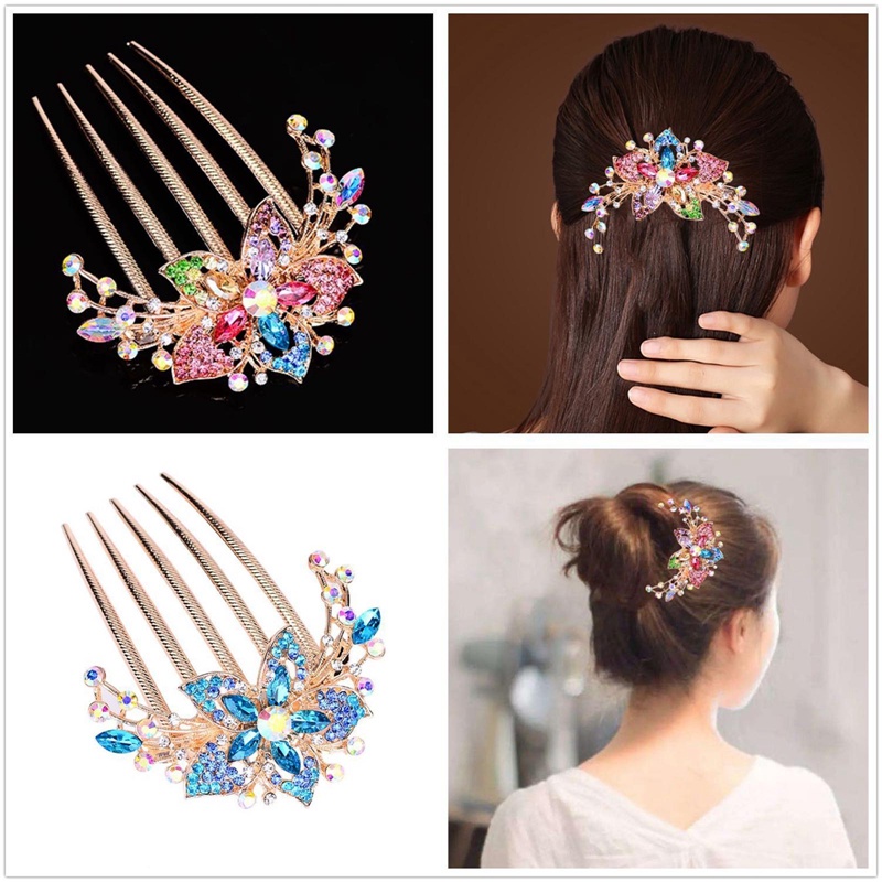 Ygt Lược Cài Tóc Hợp Kim Đính Kim Cương Giả Dễ Phối Đồ