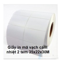 Giấy in mã vạch 2 tem ngang 35x22mm (cuộn 30m)-Decal Nhiệt 2 Tem 35x22 mm - 72x22 mm