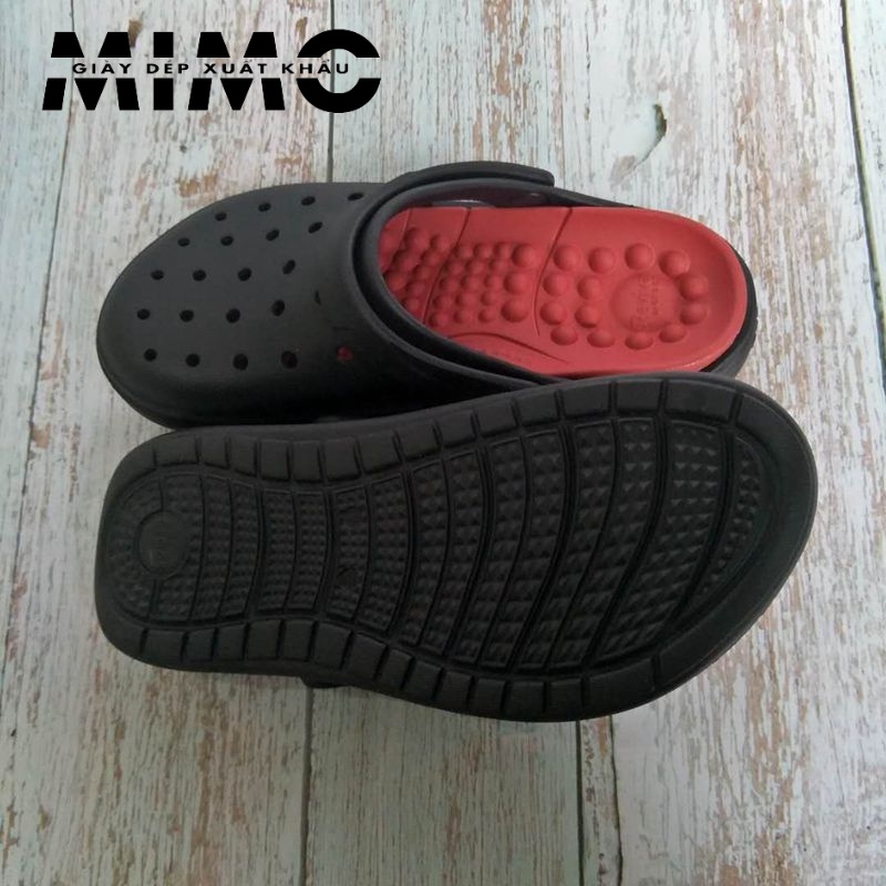 [Tặng 10 jiibit] - Sục Classic Clog đen đỏ, dép sục nhựa đi mưa siêu êm mềm nhẹ, bền đẹp, chống trơn trượt cho nam nữ