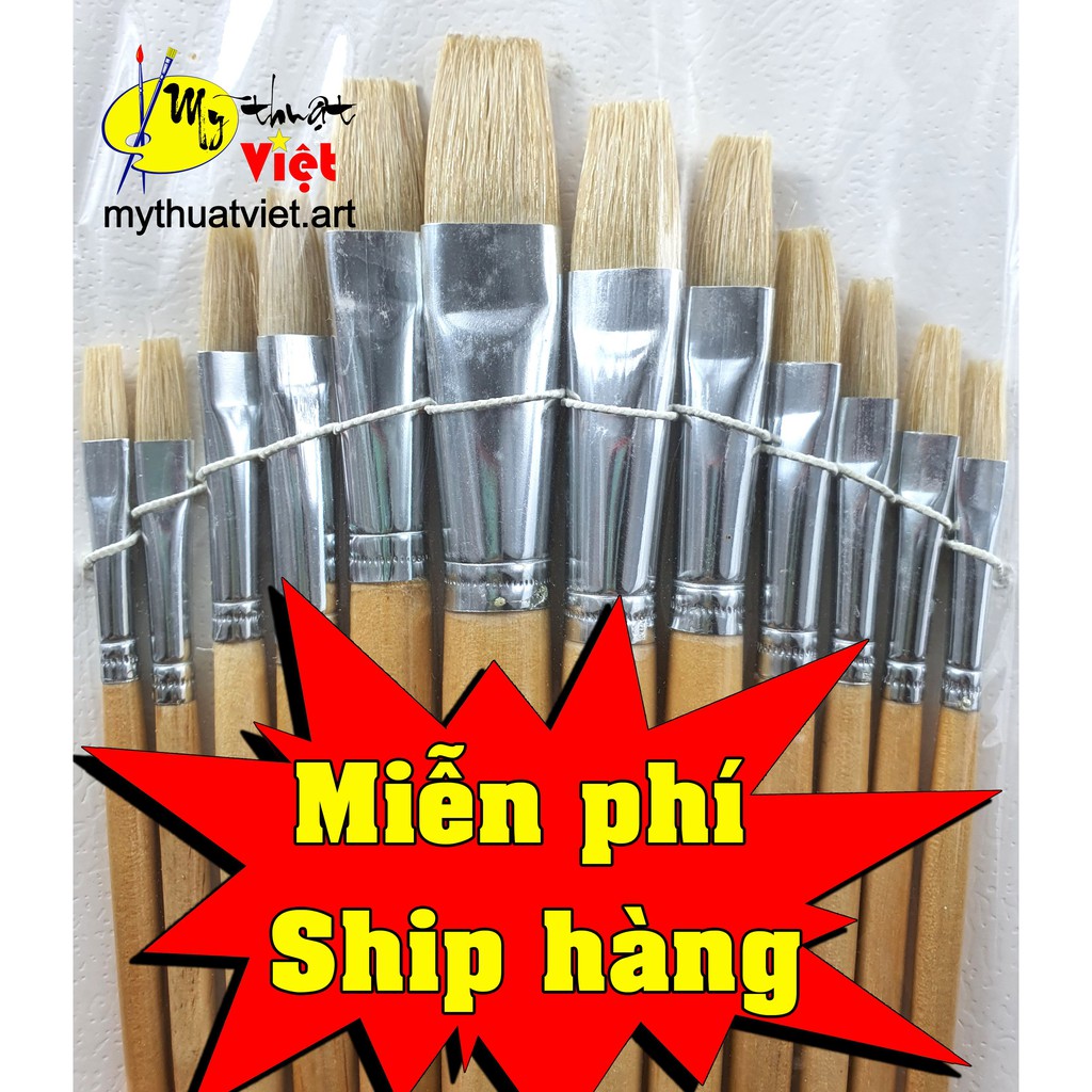 Bộ bút cán trắng 12 cây. phù hợp vẽ tranh tường và tranh trên vải canvas. Đặc biệt chấm cây rất đẹp có video hướng dẫn