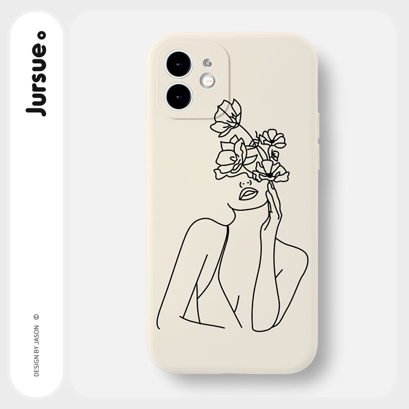 Ốp lưng JURSUE mềm viền vuông hình dễ thương đẹp cho iPhone 13 12 11 Pro Max SE 2020 X XR XS ip 8 7 6 6S Plus kute Y227