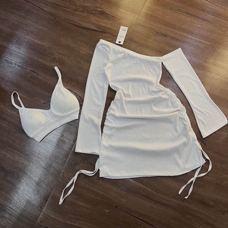 Đầm body set đầm kèm áo có mút rút dây tay dài cá tính ngầu chất chơi D5 (Giá sỉ) Lissa