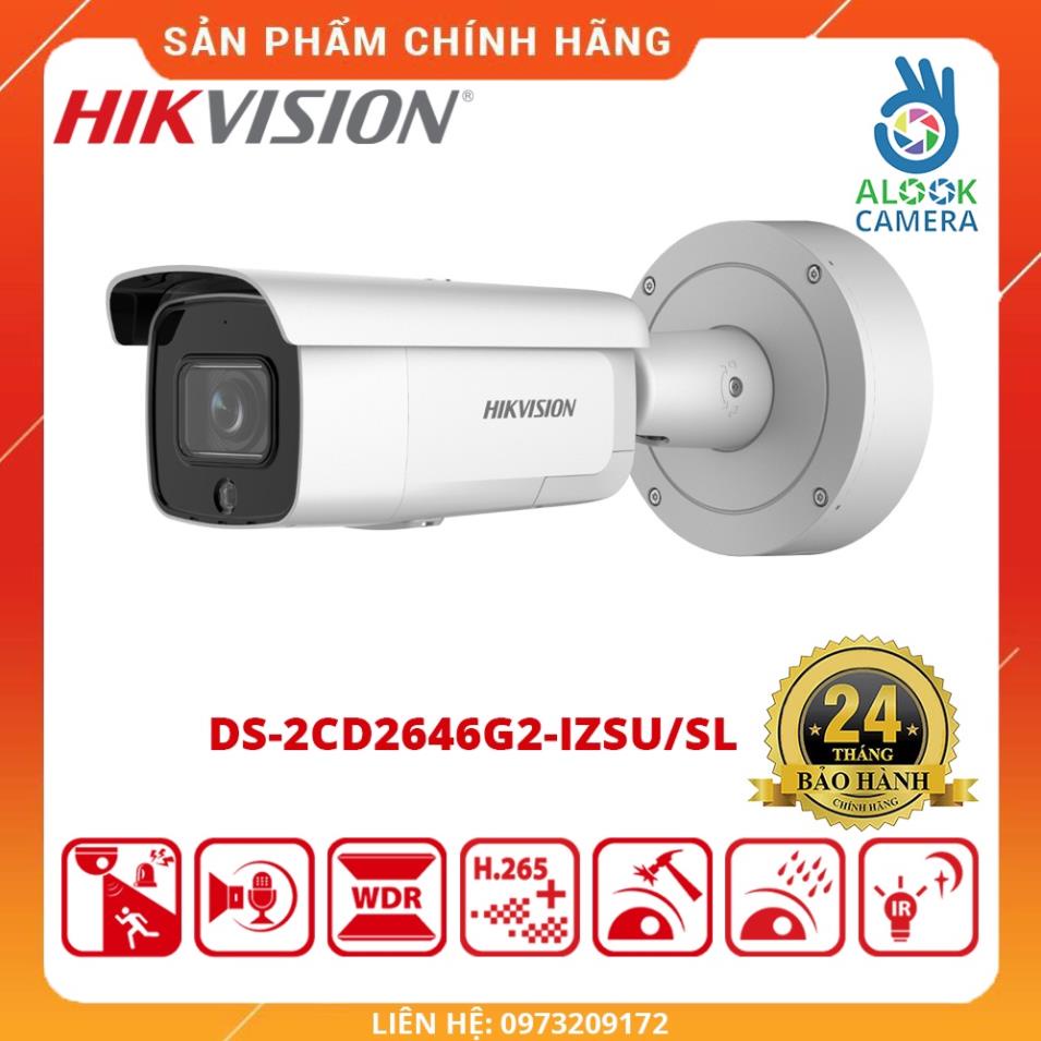 HÀNG CHÍNH HÃNG_Camera IP AcuSense trụ HIKVISION DS-2CD2646G2-IZSU/SL H.265+_thay đổi tiêu cự thế hệ 2 4MP_BH 24 THÁNG