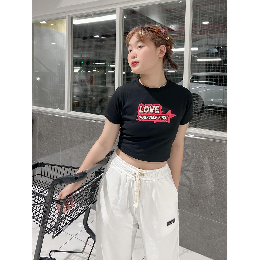 Áo thun croptop tay ngắn 100% cotton The Kim, áo baby tee croptop A184