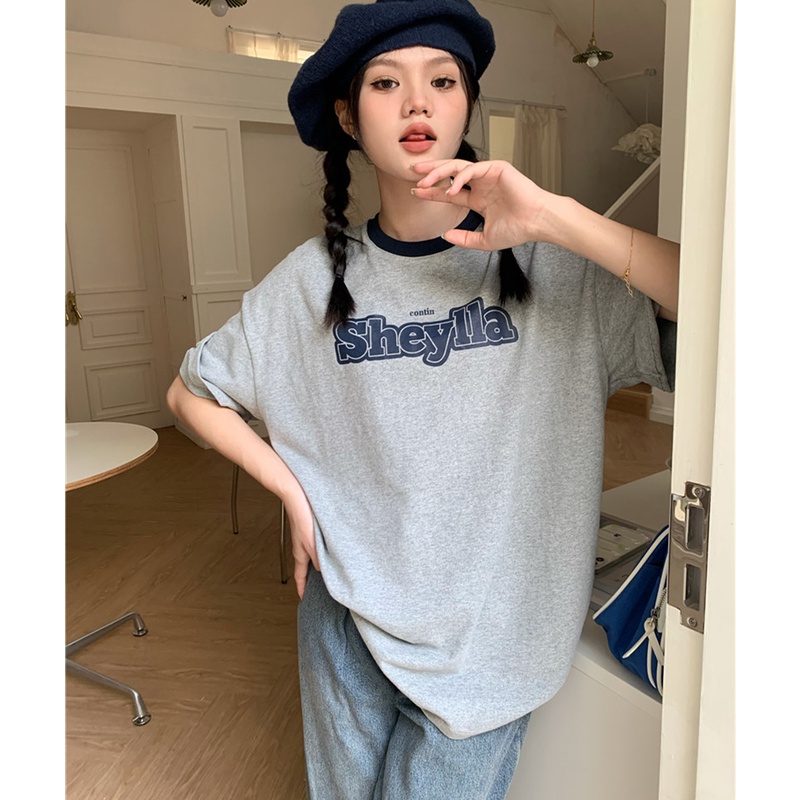 Áo Thun Nữ Cổ Tròn Ngắn Tay In Chữ