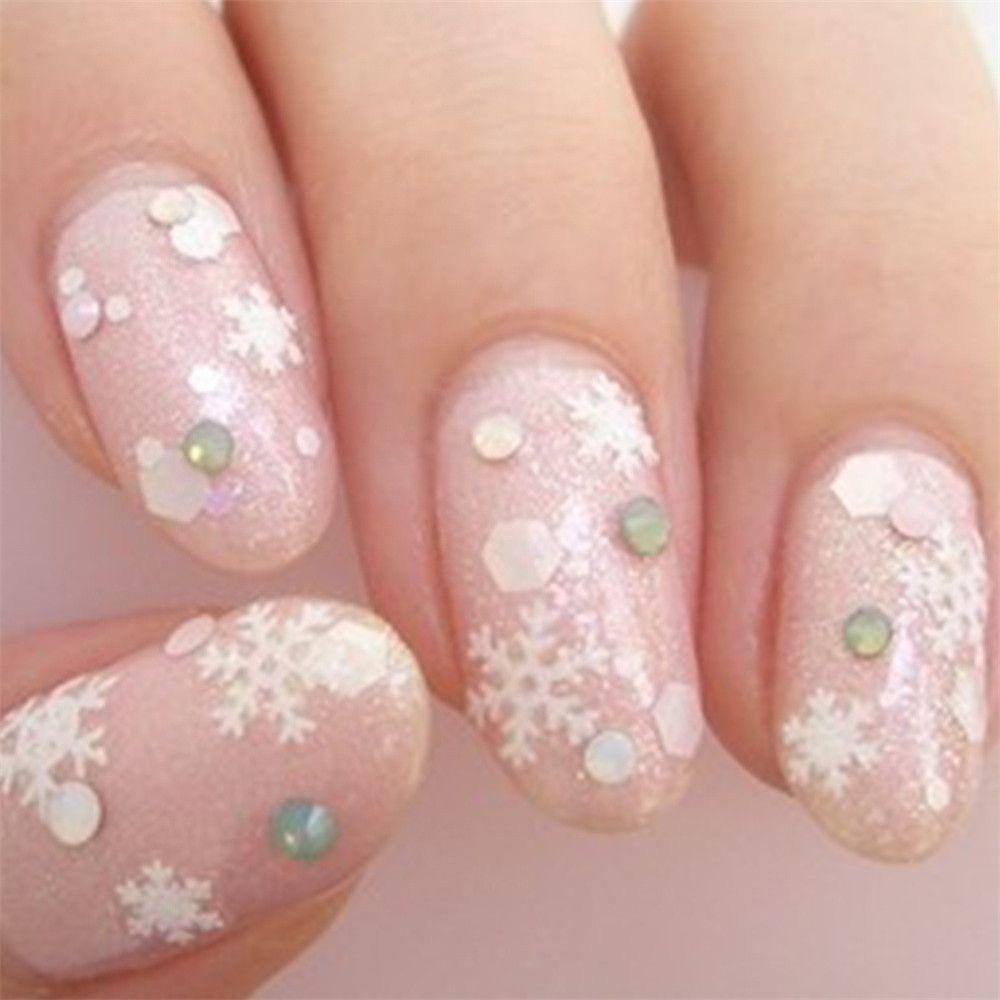 DIACHAVN Set 2 Miếng Dán Trang Trí Móng Tay Hình Bông Tuyết DIY Thời Trang Dành Cho Nữ