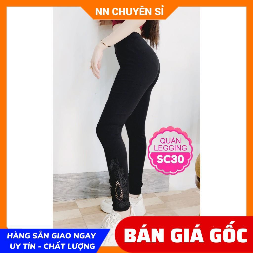 QUẦN LEGGING THUN CAO CẤP PHỐI REN CỰC XINH SC30 ⚡100% ẢNH THẬT⚡