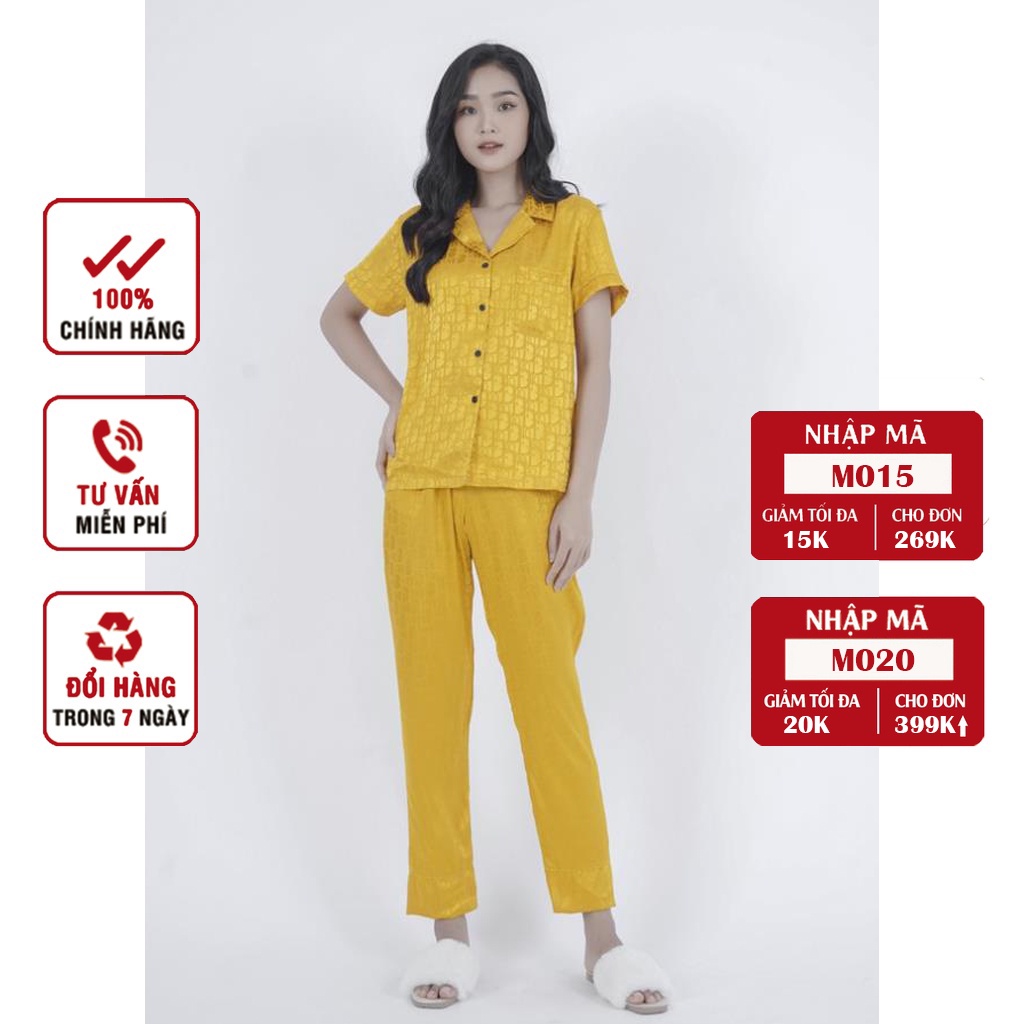 Bộ Đồ Ngủ, Đồ Bộ Pijama Lụa Gấm Tay Ngắn Dễ Thương, Chất Liệu Gấm Thái Mát Lịm, Chất Vải Cao Cấp - 𝑴𝑰𝑵𝑺𝑯𝑶𝑷