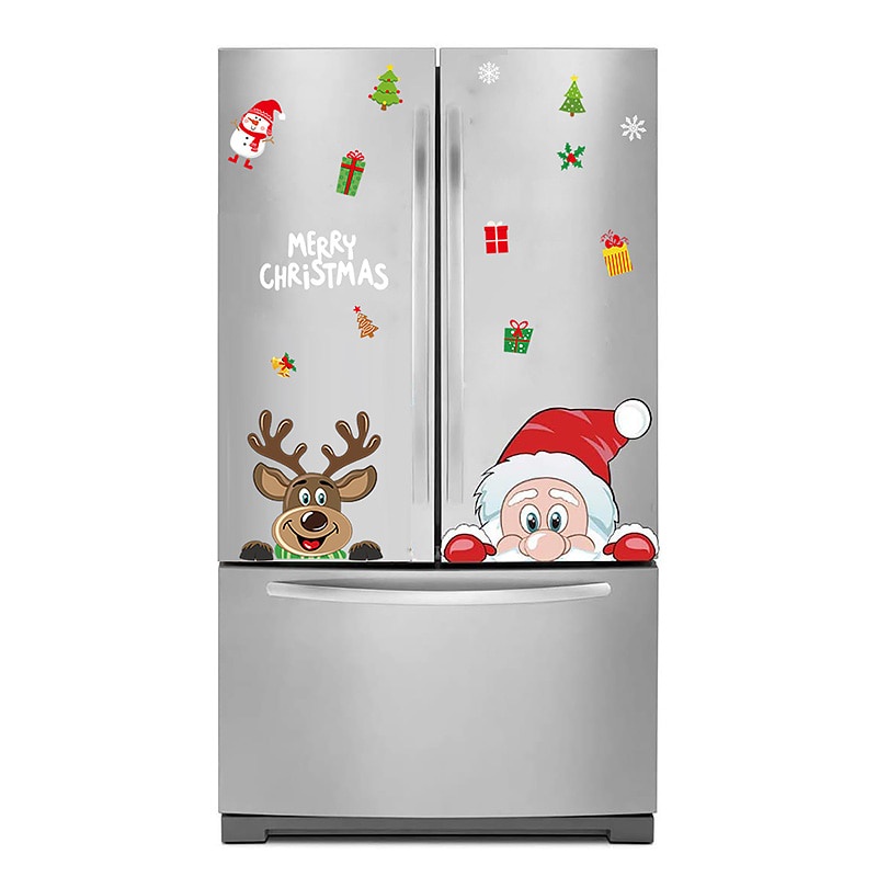 Miếng dán trang trí cửa kính hình ông già noel / tuần lộc bằng pvc