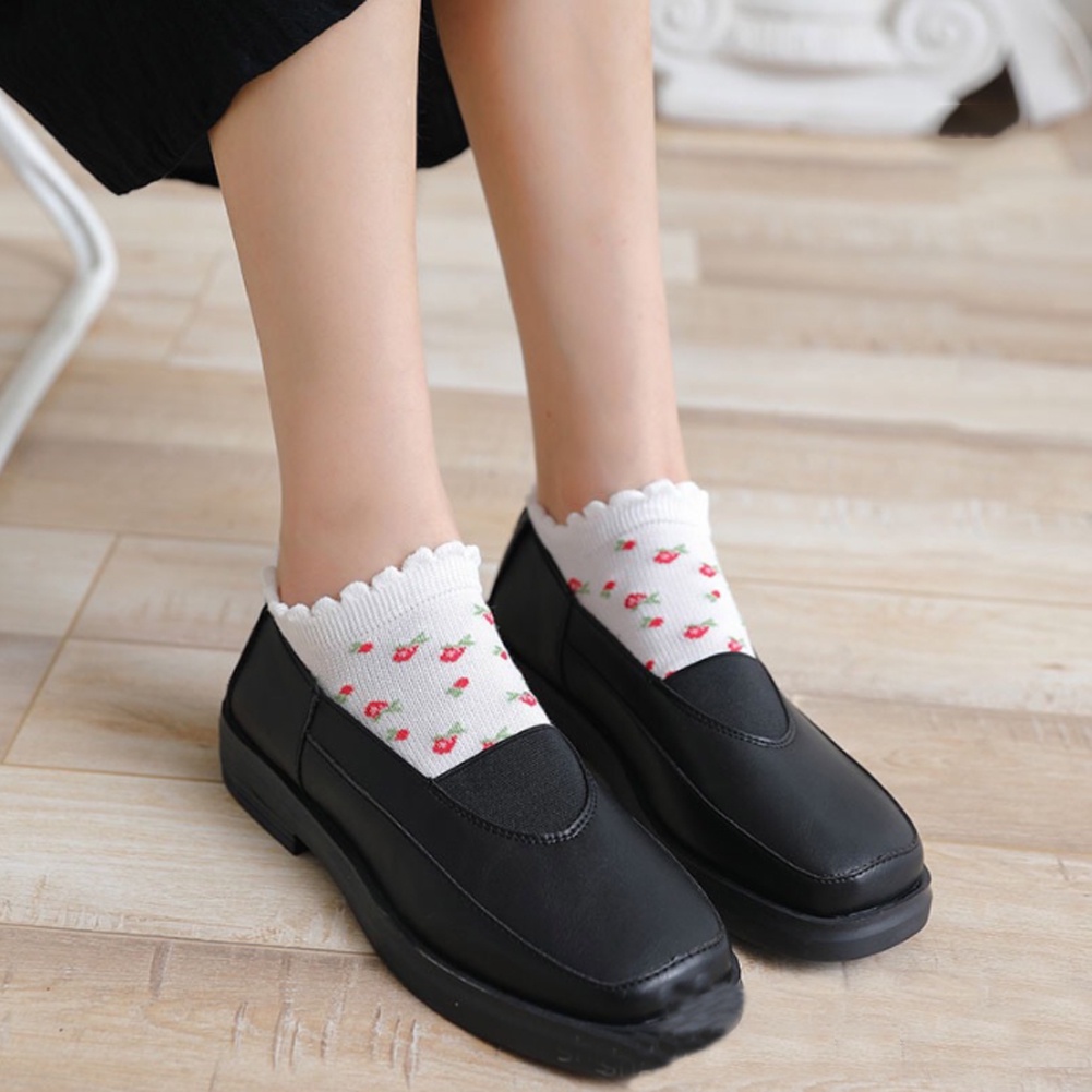 Tất cổ thấp họa tiết xinh xắn phong cách Hàn Quốc cho nữ MM