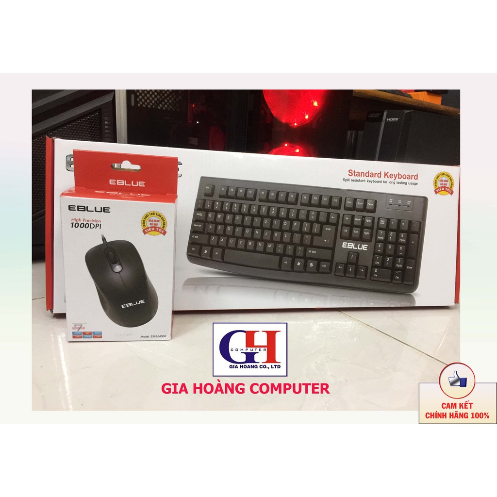 Nguyên bộ Phím & chuột Eblue EKM045BK Chính hãng tem Hưng Long