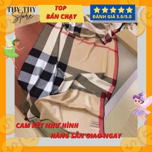 Khăn Burberry màu nâu và kem nhạt chất dạ đũi đẹp phong cách THY THY STORE