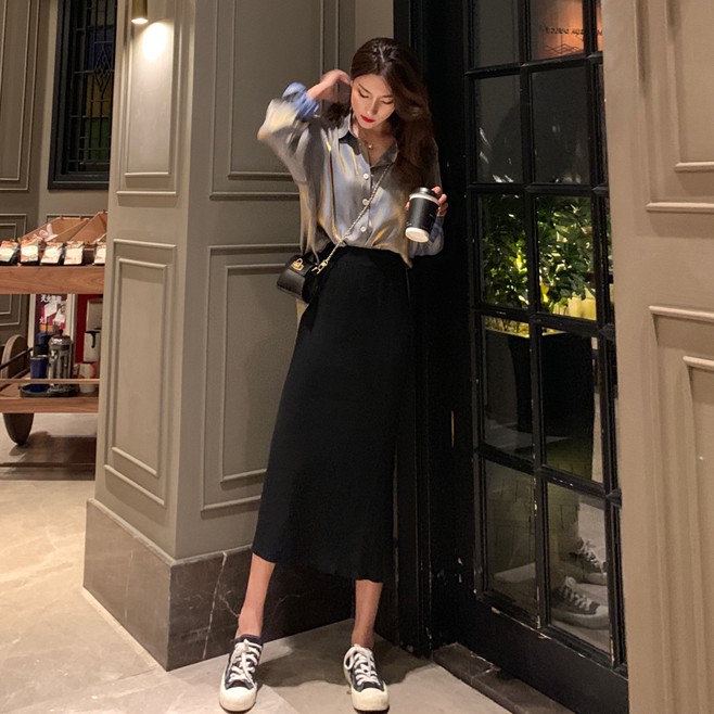 ÁO SƠ MI NỮ FORM RỘNG ÁNH KIM DÀI TAY ULZZANG - EMILYSHOP