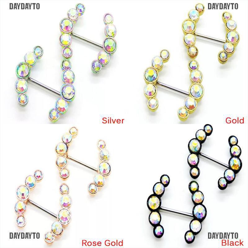 [DAYDAYTO] Khuyên Xỏ Nhũ Hoa Cơ Thể Bằng Thép Pha Lê Quyến Rũ