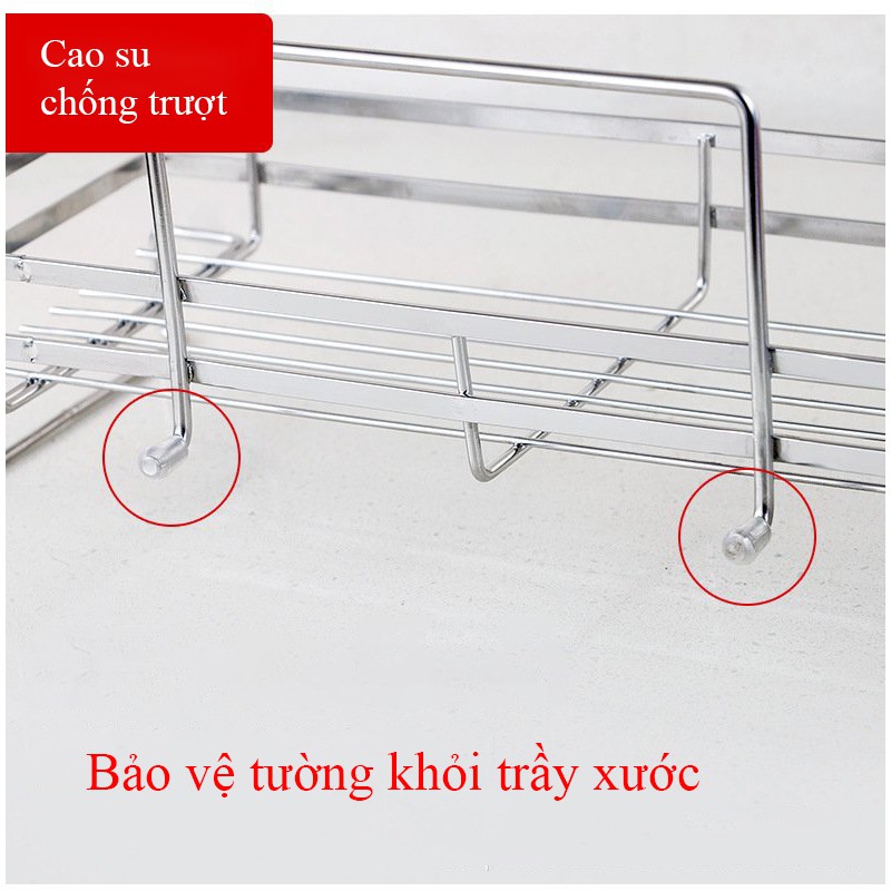 Kệ treo tường nhà bếp nhà tắm vòi rửa đa năng Inox có miếng dán chịu lực không cần khoan tường