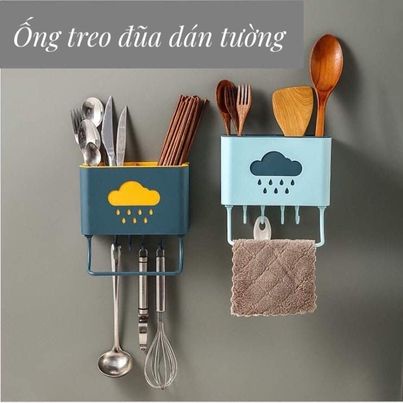 Ống đựng đũa dán tường hình đám mây tiện dụng, Hũ đựng đũa nhà bếp không cần khoan tường