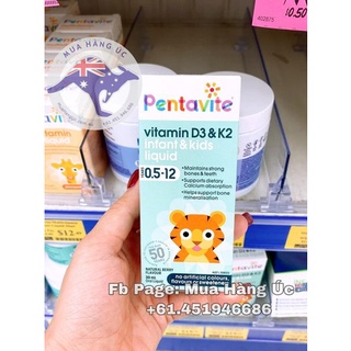 Vitamin d3 và k2 cho bé 0.5-12 tuổi pentavite vitamin d3 & k2 kids liquid 30ml