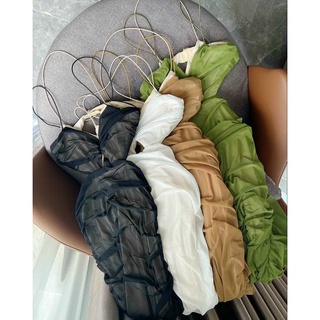 đầm maxi lưới nhún 3 dây