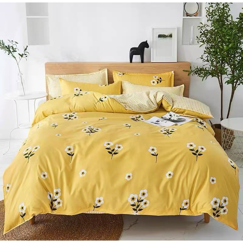 Bộ chăn ga gối cotton poly cao cấp mẫu -hoa 3 bông giá tốt
