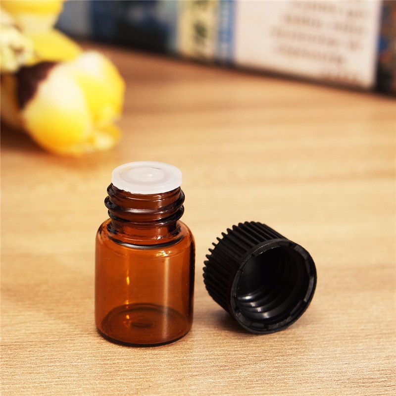 [Hàng mới về] Chai thủy tinh mini 1ml màu hổ phách có nắp màu đen dùng lưu trữ mỹ phẩm