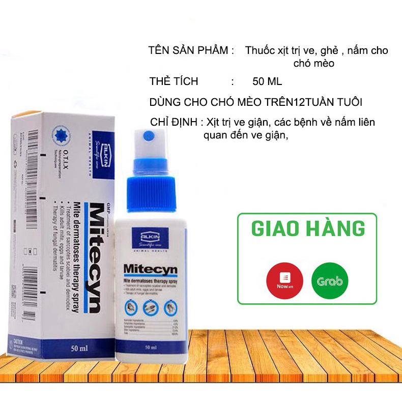 Chai xịt diệt ve giận, chữa ghẻ cho chó mèo - Mitecyl 50ml