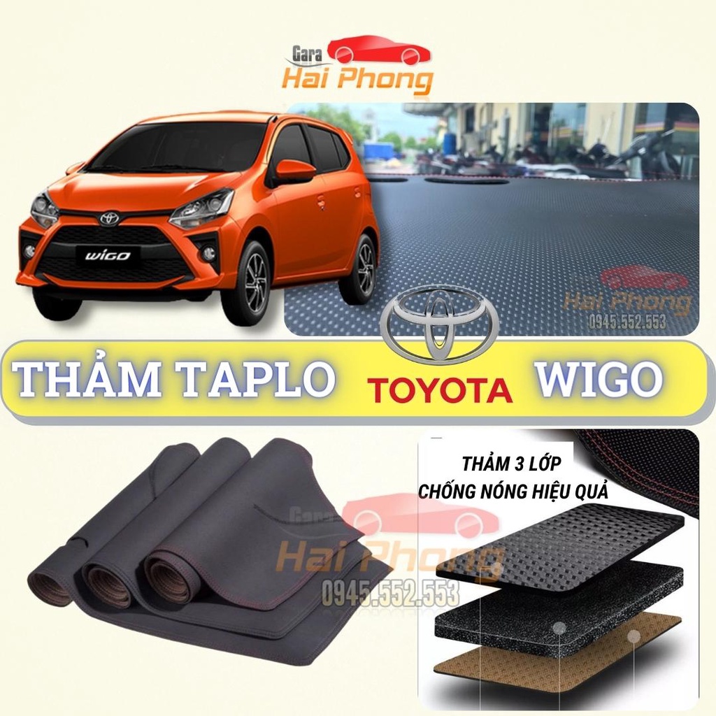Thảm taplo Toyota Wigo dập vân Cacbon cao cấp, chống nóng ô tô hiệu quả