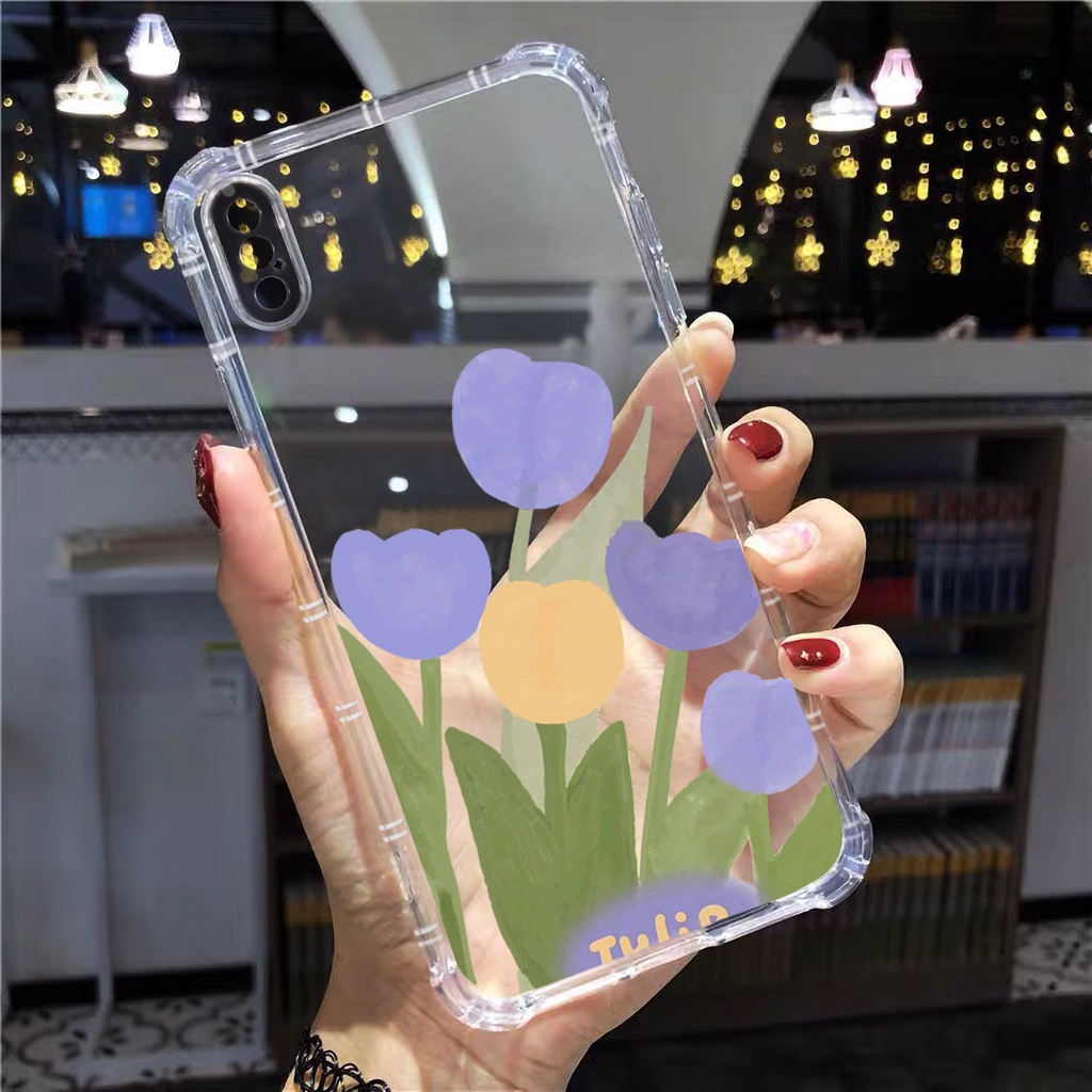 Ốp lưng iphone chống sốc hoa Tulip bảo vệ camera cho iphone 14 13 pro max 11 12 pro max mini x xr xs max 6 s 7 8 plus