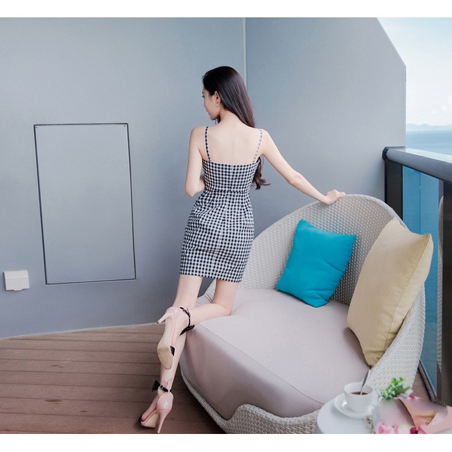 Đầm ôm sọc caro nhẹ nhàng [hàng y hình] 159