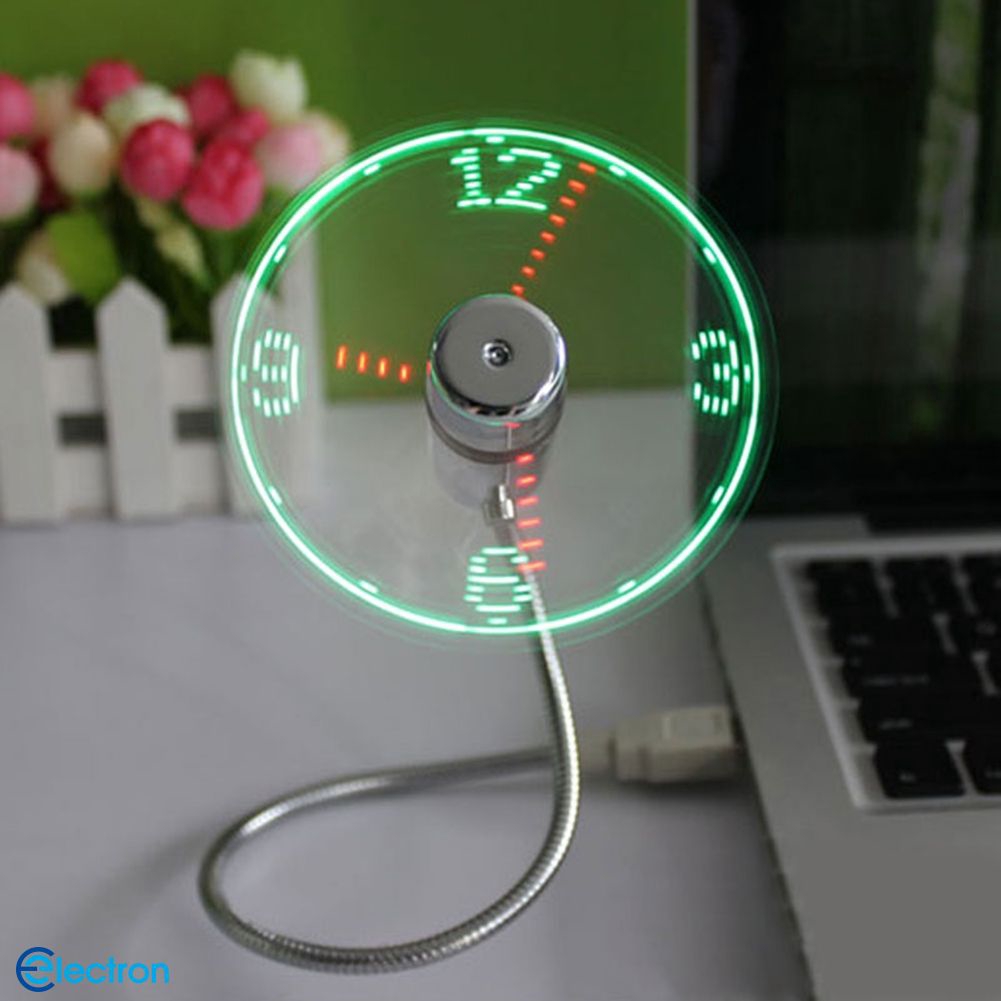 Quạt điện USB cho ra tạo hình đồng hồ led rõ ràng thiết kế nhỏ gọn có thể điều chỉnh