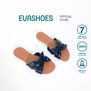 Dép mũi tròn evashoes quai chéo phối nơ 1cm evadp34