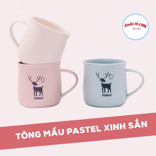 Cốc nhựa hokori Việt Nhật chịu nhiệt cao cấp - Cốc, ly nhựa có quai cầm in hình chú hươu dễ thương– 01454