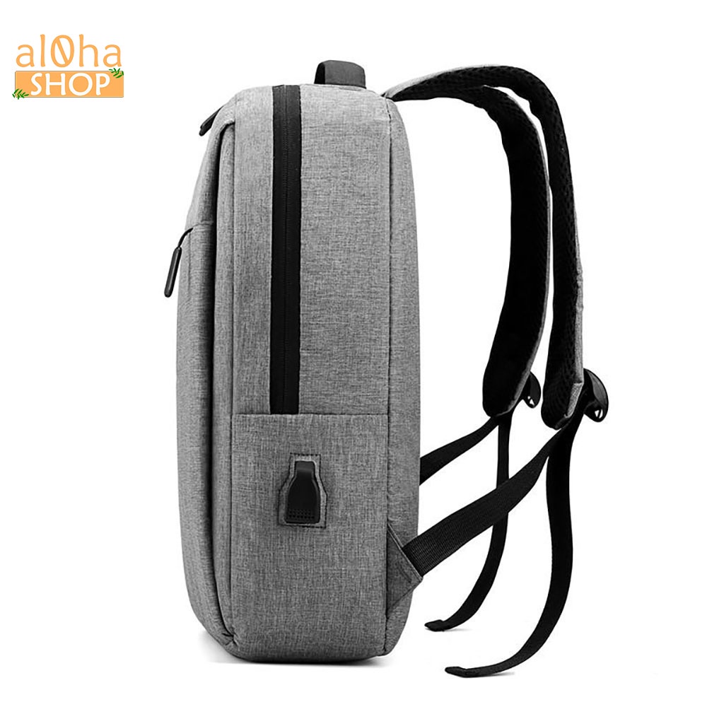 Balo - cặp sách Basic B0172 chống nước, tích hợp cổng sạc USB đi học, đi làm, du lịch, đựng laptop Unisex - al0ha Shop