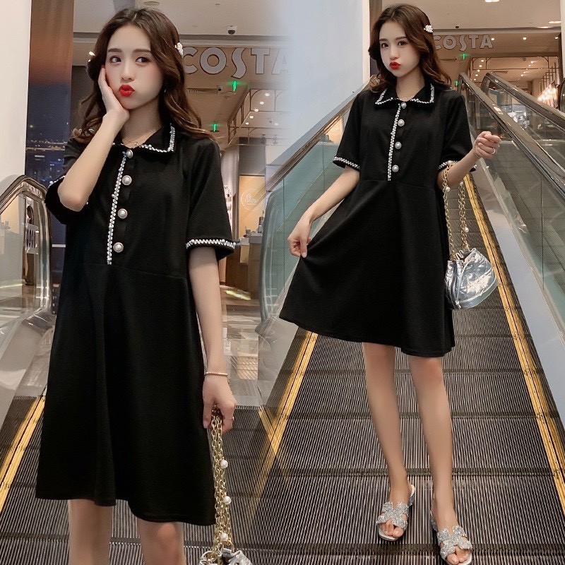Váy Bầu dáng Suông thiết kế viền ren tiểu thư sang chảnh cho các Mom mặc xuân hè V204