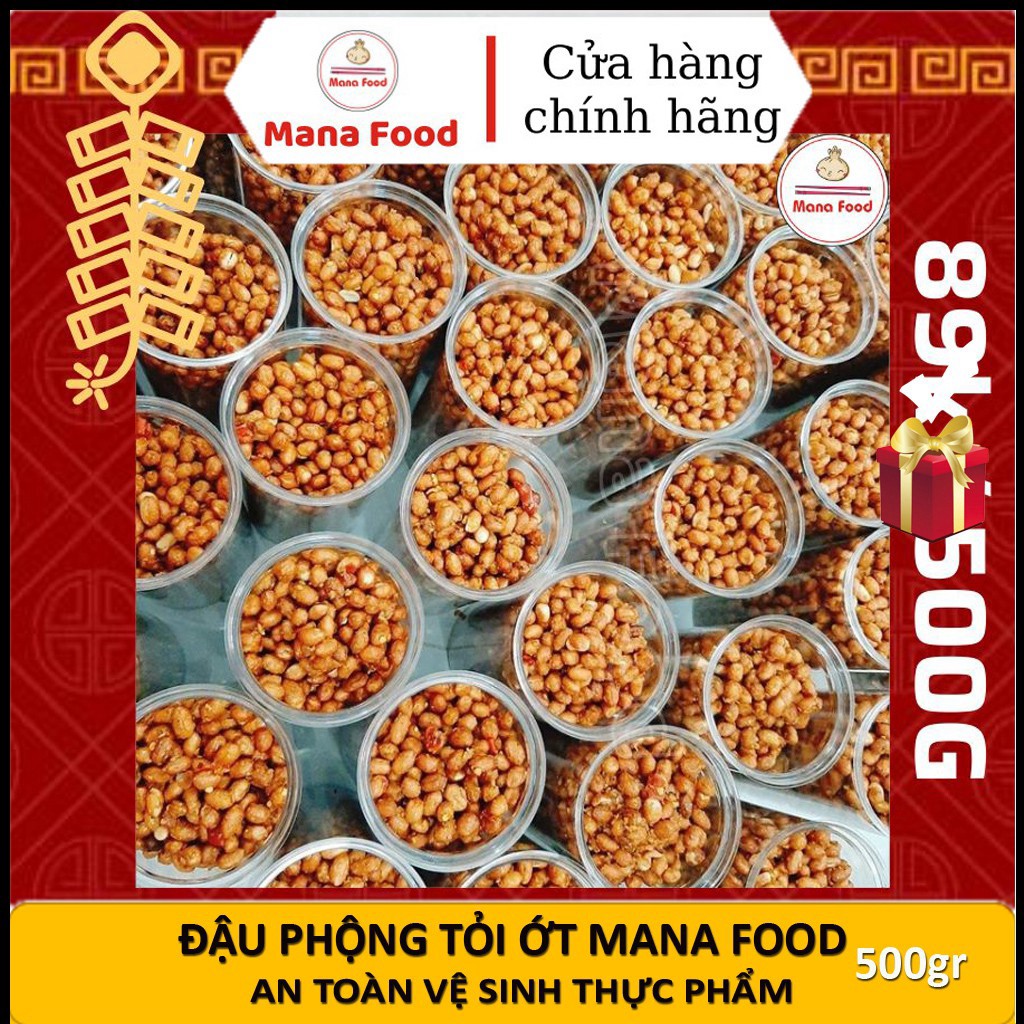 Đậu Phộng Rang Tỏi Ớt Loại Ngon Mana Food Hủ Pet 500gr - Ăn Vặt ManaFood Chuẩn ATVSTP Cay Cay Của Ớt, Vị Mặn Của Muối