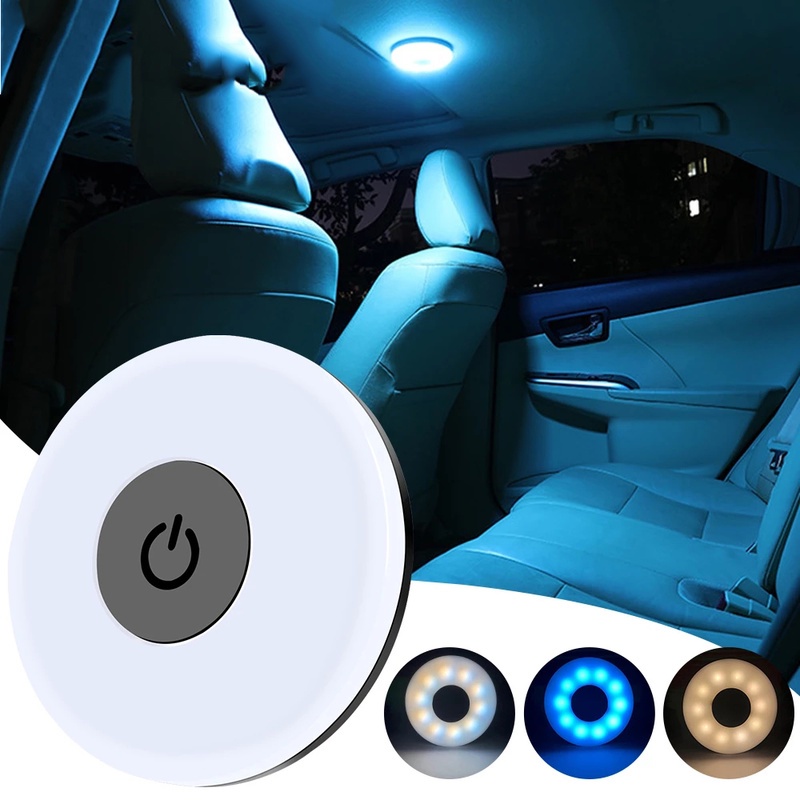 Đèn LED Đọc Sách Không Dây Hình Tròn 3 Màu Tùy Chỉnh Kèm Sạc USB Tiện Dụng Cho Xe Hơi