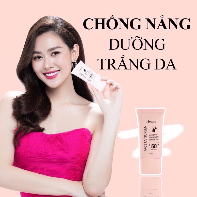 Kem Chống Nắng Hemia Hàn Quốc, Dưỡng Trắng Make Up Bảo Vệ Da, Chống Lão Hóa, Kiềm Dầu Tốt, Phù Hợp Mọi Loại Da SPF 50+